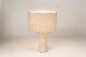 tafellamp 15883 landelijk modern stof beige zand rond