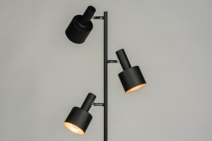 staande lamp 15889 modern retro metaal zwart rond