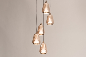 hanglamp 15906 modern eigentijds klassiek glas brons metaal goud brons rond