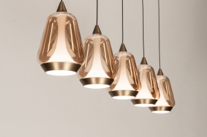 hanglamp 15907 modern eigentijds klassiek glas brons goud brons langwerpig
