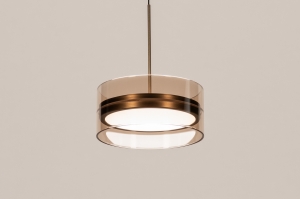 hanglamp 15908 modern eigentijds klassiek glas brons metaal brons geel rond