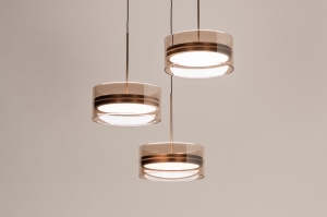hanglamp 15909 modern eigentijds klassiek glas brons metaal brons geel rond