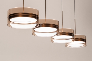 hanglamp 15910 modern eigentijds klassiek glas brons metaal brons geel langwerpig