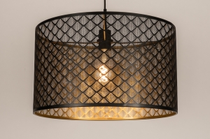 hanglamp 15912 modern eigentijds klassiek art deco metaal zwart mat goud rond
