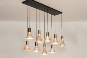 hanglamp 15915 modern eigentijds klassiek glas messing (kleur) geschuurd metaal zwart mat goud geel messing (kleur) langwerpig