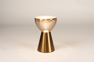 tafellamp 15916 modern eigentijds klassiek glas messing (kleur) geschuurd metaal goud geel rond