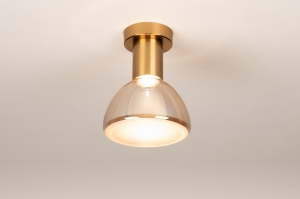 plafondlamp 15917 modern eigentijds klassiek glas messing (kleur) geschuurd metaal goud geel messing (kleur) rond