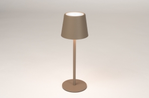 tafellamp 15950 modern metaal taupe rond