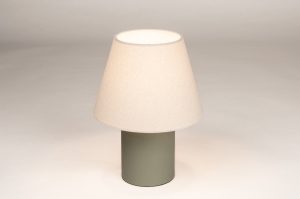 tafellamp 15964 landelijk modern stof metaal groen beige rond