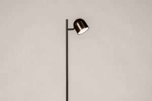 staande lamp 15965 modern retro eigentijds klassiek metaal zwart mat bruin rond