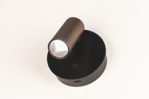 wandlamp 15967 modern aluminium kunststof zwart mat bruin rond