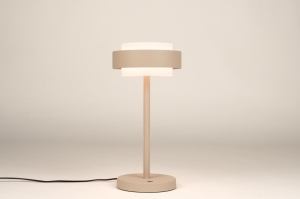 tafellamp 16050 modern aluminium metaal beige rond