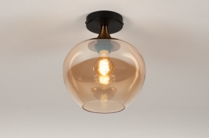 plafondlamp 16053 modern eigentijds klassiek glas brons metaal brons rond