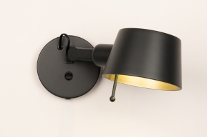 wandlamp 16057 design modern metaal zwart mat rond langwerpig