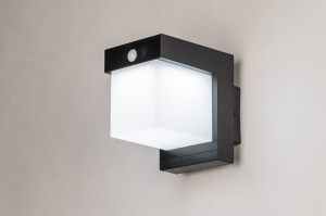 Wandleuchte 16073 modern Kunststoff Polycarbonat schwarz matt viereckig