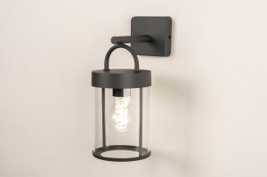 wandlamp 16078 landelijk modern eigentijds klassiek aluminium kunststof acrylaat kunststofglas metaal zwart mat antraciet donkergrijs rond