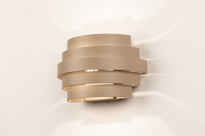 wandlamp 16081 modern retro eigentijds klassiek aluminium metaal beige zand rond