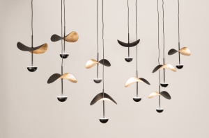 hanglamp 16091 modern eigentijds klassiek metaal zwart mat goud ovaal