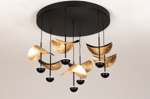 plafondlamp 16092 modern eigentijds klassiek metaal zwart mat goud rond