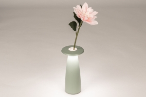 Tischlampe 16096 modern Aluminium Metall Gruen rund laenglich