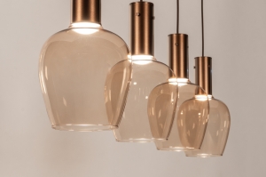 hanglamp 16122 modern eigentijds klassiek glas metaal brons geel langwerpig