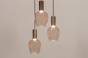 hanglamp 16124 modern eigentijds klassiek glas metaal brons geel rond