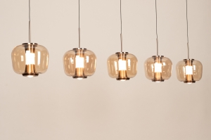 hanglamp 16132 modern eigentijds klassiek glas metaal goud geel langwerpig