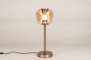 tafellamp 16135 landelijk modern eigentijds klassiek glas metaal goud geel rond