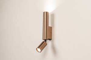 wandlamp 16142 modern eigentijds klassiek aluminium metaal bruin rond langwerpig