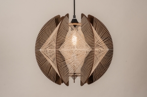 hanglamp 16160 modern retro hout donker hout bruin zand rond