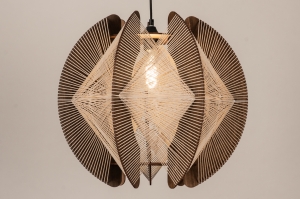 hanglamp 16161 modern retro hout donker hout bruin zand rond