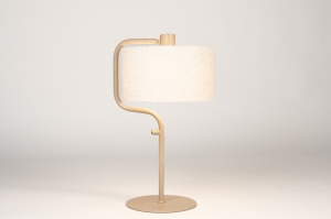 tafellamp 16164 landelijk modern stof metaal beige creme rond