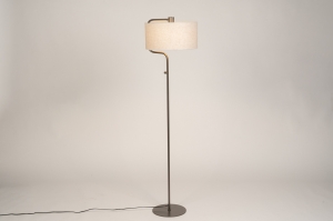 staande lamp 16165 landelijk modern retro stof metaal bruin beige creme rond