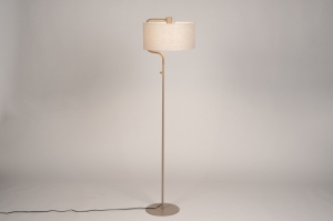 staande lamp 16166 landelijk modern stof metaal beige creme rond