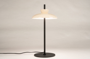 tafellamp 16168 landelijk modern keramiek zwart mat beige rond