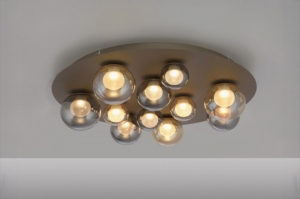 plafondlamp 16170 design modern glas brons brons rond