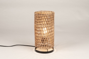 tafellamp 16172 landelijk modern riet bruin naturel rond