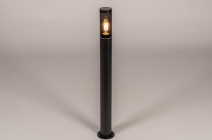 vloerlamp 16184 modern aluminium kunststof polycarbonaat slagvast metaal zwart mat rond langwerpig