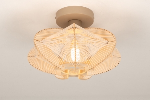 plafondlamp 16213 landelijk modern retro hout licht hout beige naturel rond