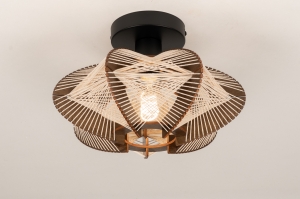 plafondlamp 16214 landelijk modern retro hout donker hout bruin rond