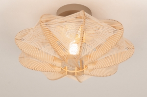 plafondlamp 16215 landelijk modern retro hout licht hout beige naturel rond