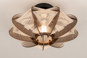 plafondlamp 16216 landelijk modern retro hout donker hout bruin rond