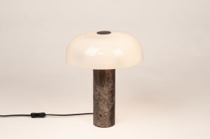 tafellamp 16217 modern retro eigentijds klassiek glas marmer bruin beige creme rond