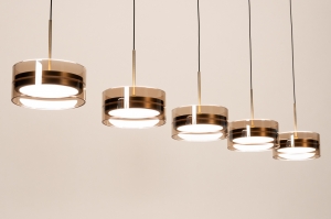 Haengeleuchte 16242 modern zeitgemaess klassisch Glas bronzefarben Metall Bronze Gelb laenglich