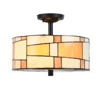 plafondlamp 16280 landelijk eigentijds klassiek art deco glas zwart mat wit mat geel oranje rond