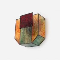 wandlamp 16286 retro eigentijds klassiek art deco glas metaal rood blauw geel meerkleurig