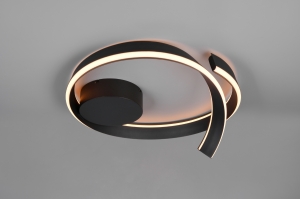 plafondlamp 16305 modern zwart mat rond