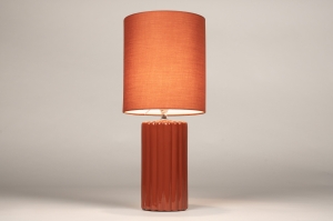 tafellamp 18545 modern retro eigentijds klassiek stof keramiek oranje rond