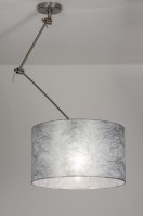 hanglamp 30009 landelijk rustiek modern stof zilvergrijs rond