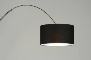 staande lamp 30010 landelijk modern eigentijds klassiek staal rvs stof zwart rond